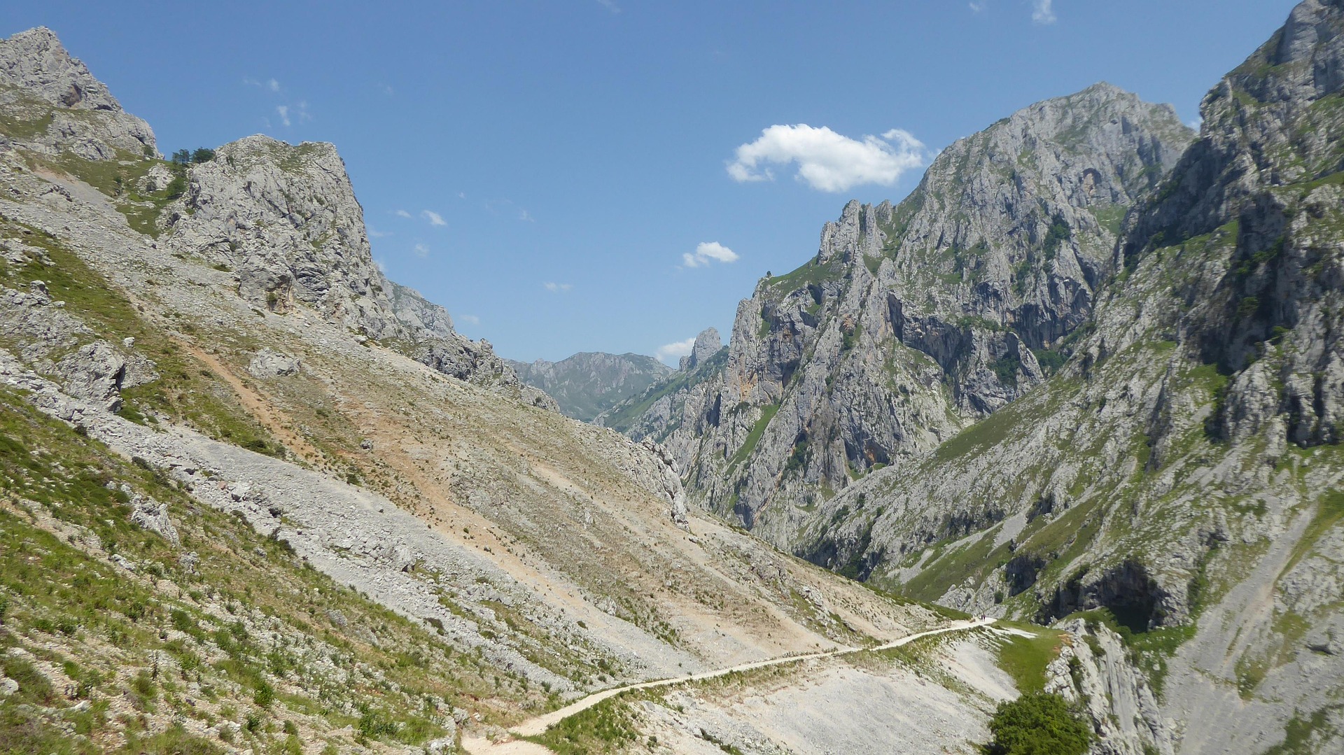 Trail between mountains in northern Spain